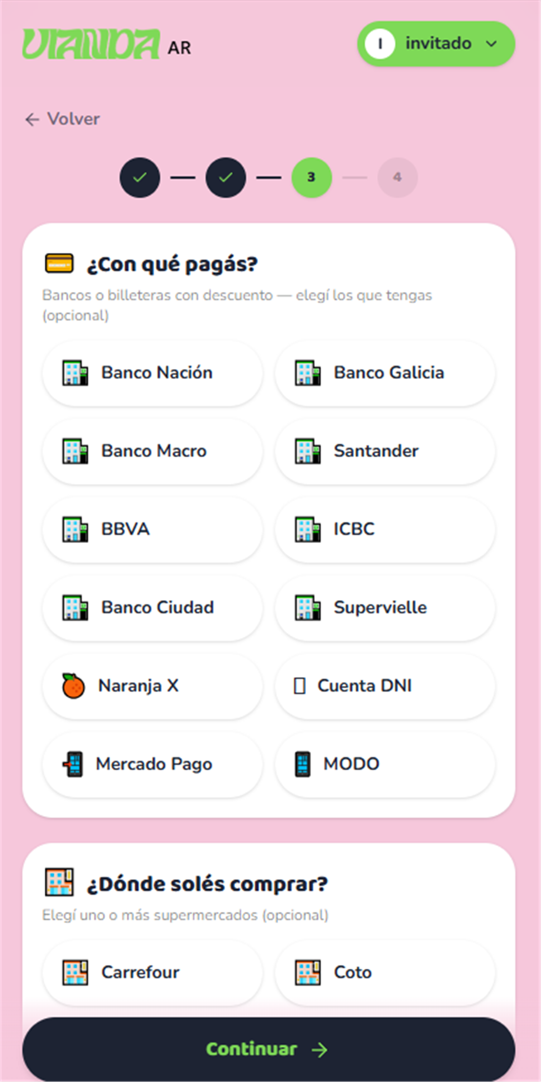 Accesos a descuentos bancarios en Vianda